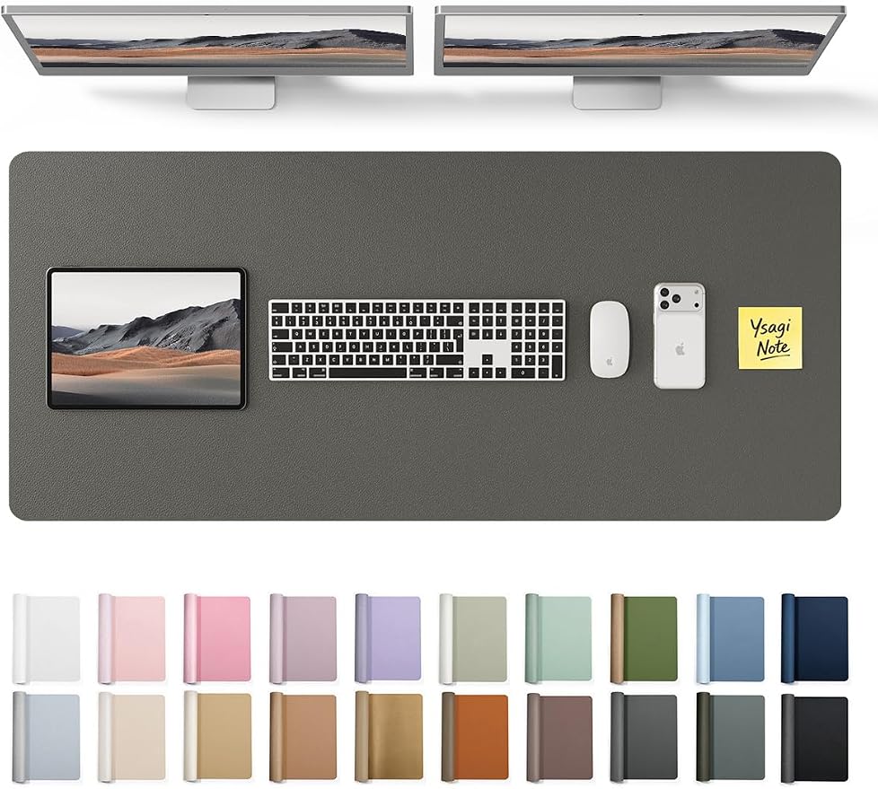 YSAGi Leather Desk Pad Protector, Office Desk Mat, Large Mouse Pad, Non-Slip PU by YSAGi