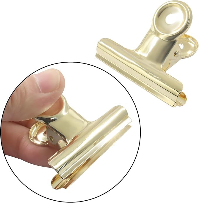 10 Pack Antique Gold Bulldog Clips - 50mm Small Metal Paper Clips Clamps - Image 5