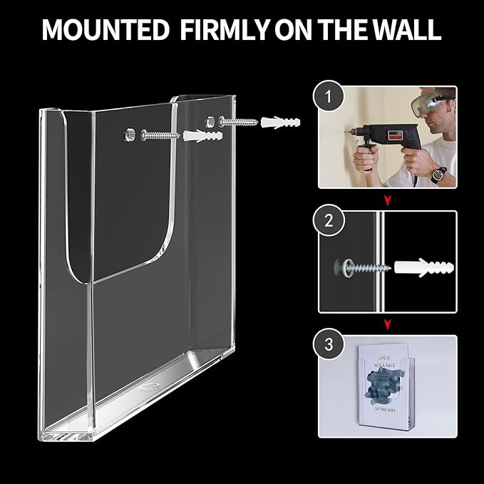 zavekia Acrylic Brochure Holder, 3 Packs 8 x 11.5 Inches Brochure Holder Wall - Image 3