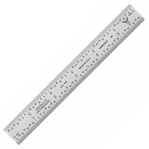 PEC Tools High Precision Metal Ruler, 6 Inch Rigid Machinist Rule, 4R Graduation by PECTools