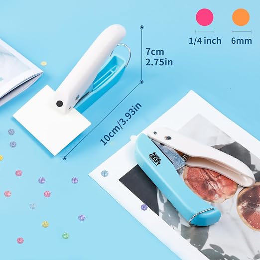 UCEC 2pcs Circle Handheld Hole Paper Punch, 1/4 Inch Punchers - Image 2