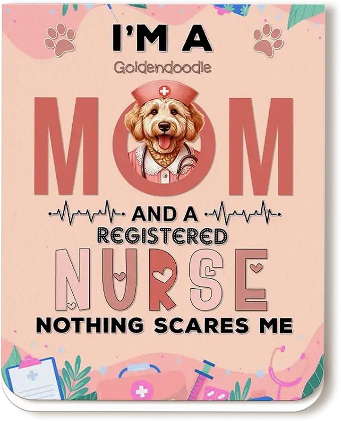 I'm a Goldendoodle Mom and a Registered Nurse Nothing Scares Me Magnet Bookmark by Ninety3POD