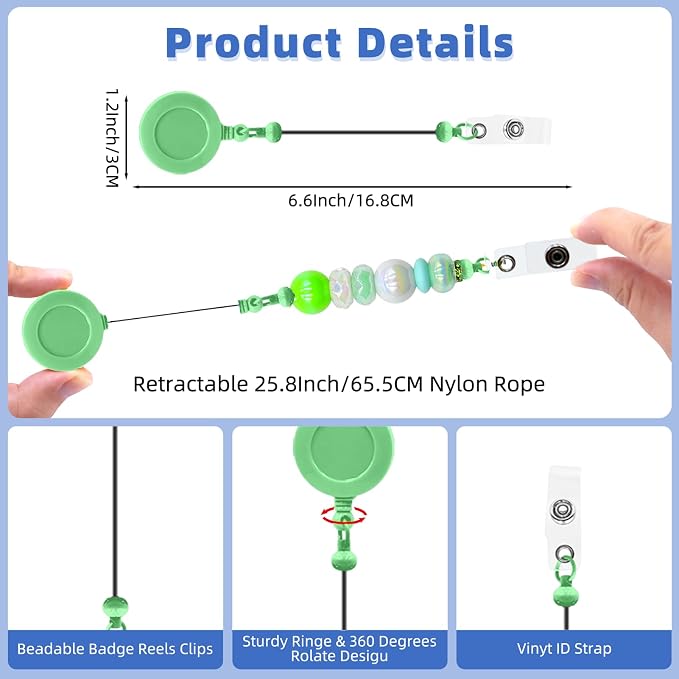 30pcs Green Beadable Badge Reels Making Kits - Image 7