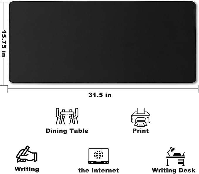 31.5" x 15.7" Waterproof Fabric Desk Pad, Rubber Anti-Slip Base, Stitched Edges - Image 2