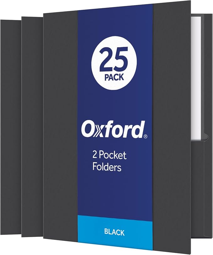 Oxford Twin-Pocket Folders, Textured Paper, Letter Size, Holds 100 Sheets by Oxford