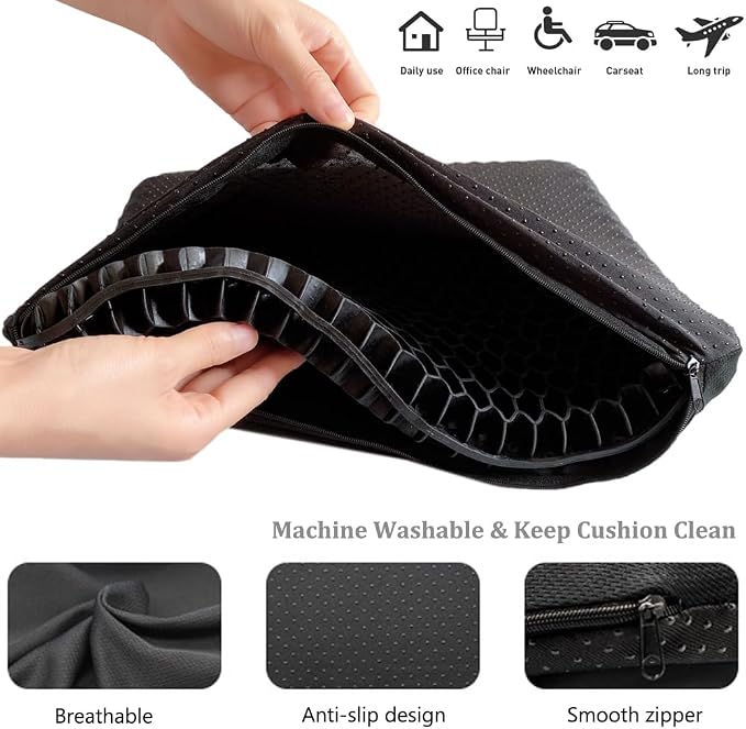 Extra Large Gel Seat Cushion for Long Sitting Pressure Pain Relief | 17x17inch - Image 2