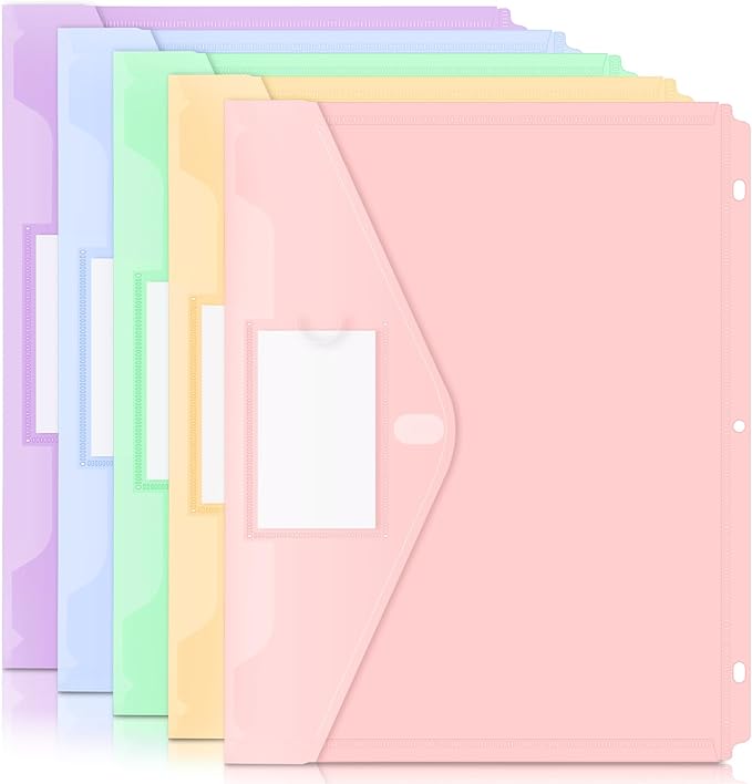 Forvencer Binder Pocket, 5 Pack Super Heavyweight Plastic Folders by Forvencer