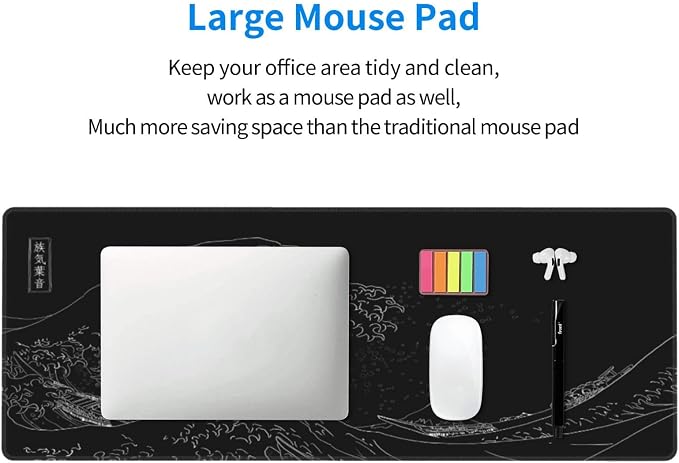 Japanese Gaming Mouse Pad Black Mouse Pad Kanagawa Large Mousepad Non-Slip - Image 4