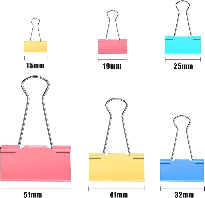 SANNIX 110 PCS Colored Binder Clips, X Large, Mini and Micro, Colorful Binder - Image 3