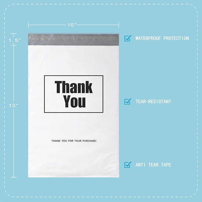 POLYSELLS Thank You Poly Mailers 10x13 inches 50 Pcs Waterproof Self-Sealing - Image 6