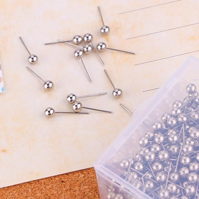 Push Pins Map Tacks 1/8-Inch Retro Metallic Color Beads Head Marking Push Pins - Image 5