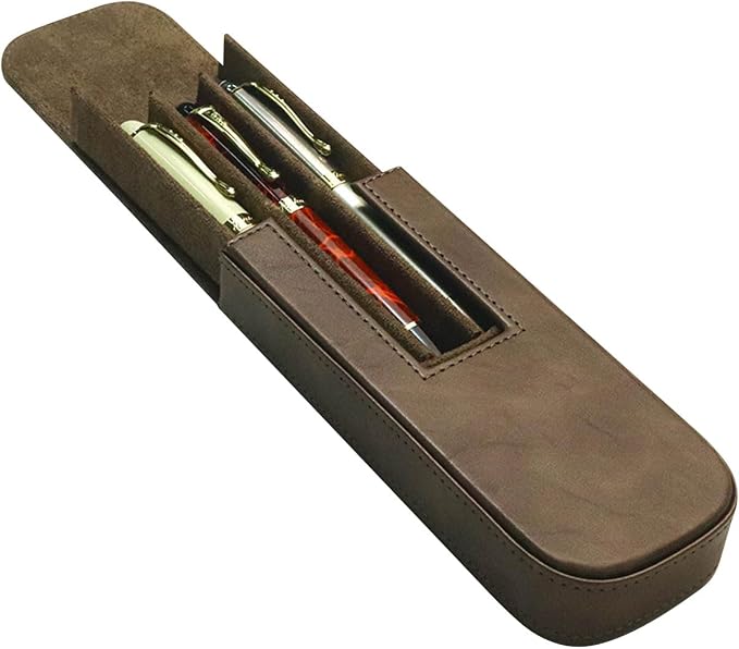 Leather Triple Pen Case Pencil Pouch Holder - Image 8