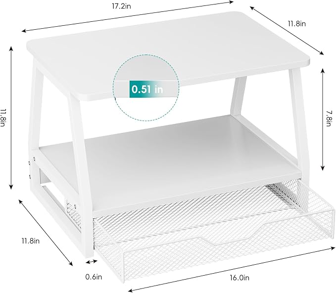 2-Tier Printer Stand with Storage, Desktop Organizer with Drawers - Image 5
