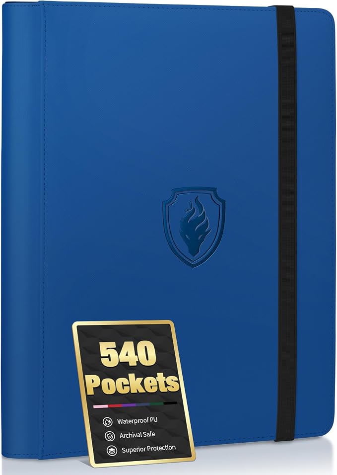 Premium 9 Pocket Card Binder for 540 Cards, Fabmaker PU Cover Trading Card by Fabmaker