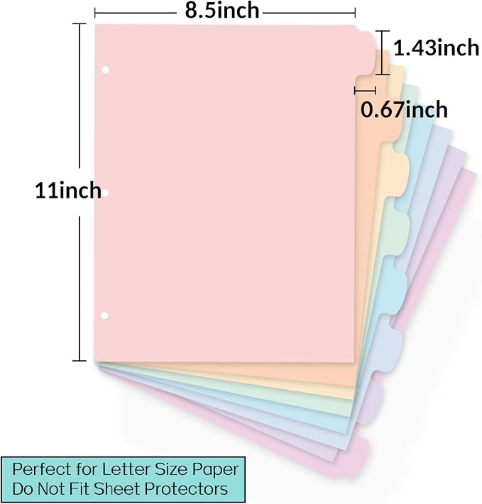 Sooez 8 Tabs Long-Lasting Plastic Write & Erase Large Tabs Dividers - Image 5