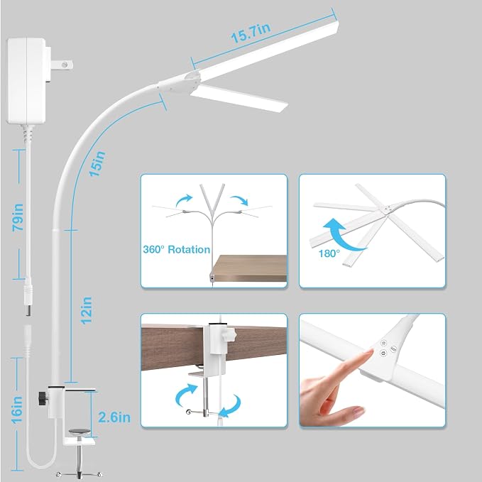 Hensam 31.5in Desk Lamps for Home Office, LED Desk Light - Image 7