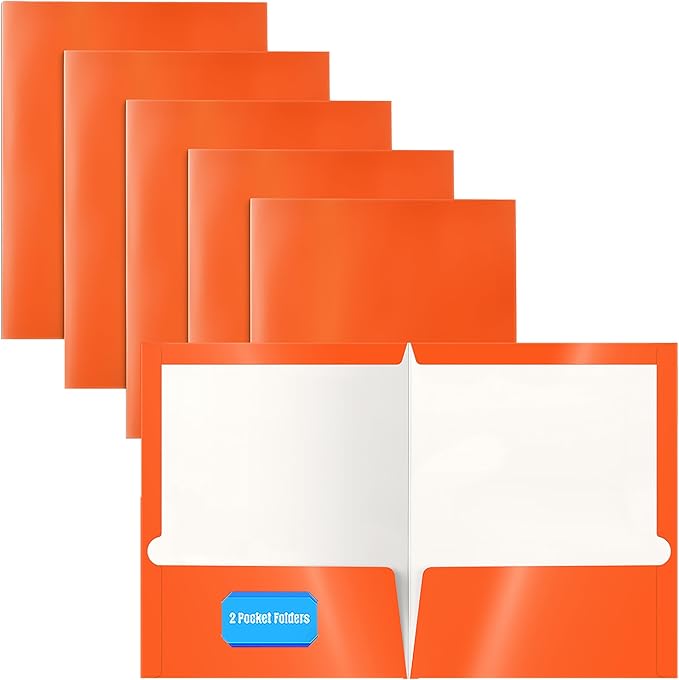 Better Office Products 2 Pocket Glossy Laminated Paper Folders, Letter Size by BetterOfficeProducts