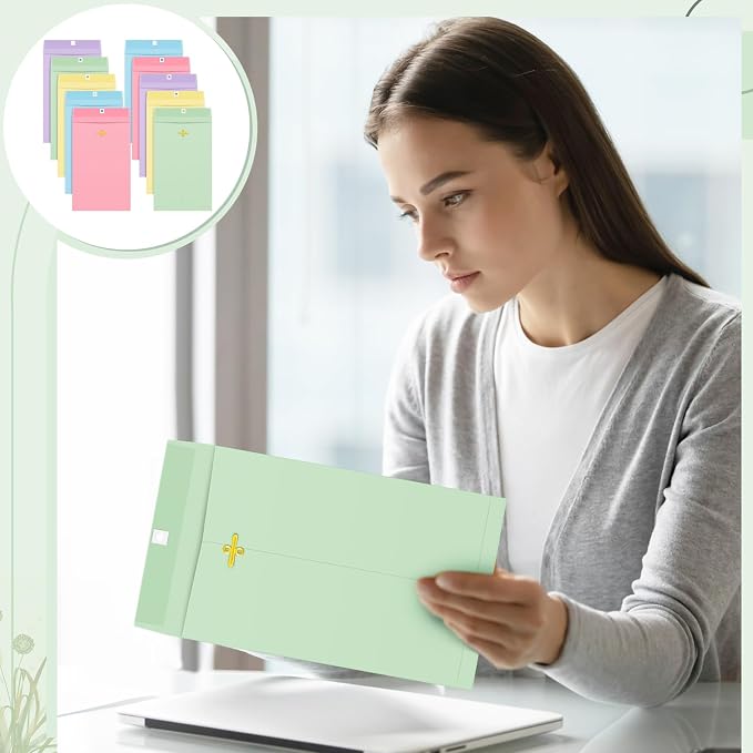 Geyee 100 Pcs Clasp Manilla Envelopes 6 x 9 Inch Gummed Colored Envelopes - Image 5