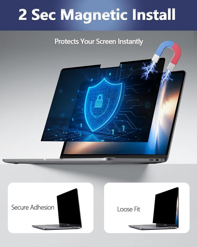 Magnetic Laptop Privacy Screen for 16 Inch 16:10, that Screen Size is 13.57 in - Image 5