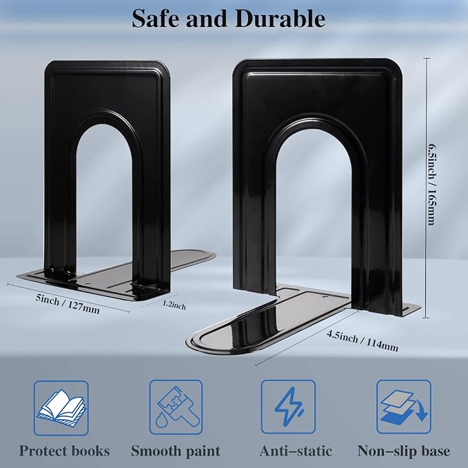 30 Pcs Metal Book Ends for Shelves, Heavy Duty Bookends for Office Home Kitchen - Image 3