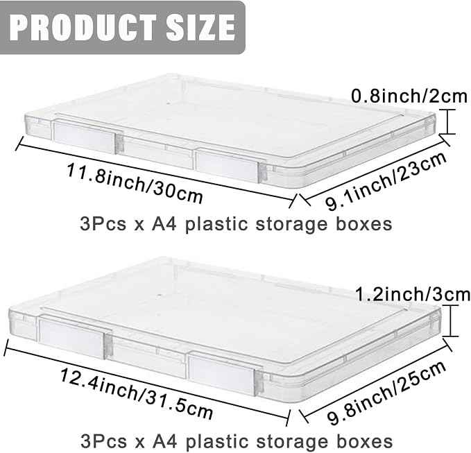 LonlyEagle 6 Pcs Clear A4 File Portable Project Case, Plastic Storage Box - Image 2