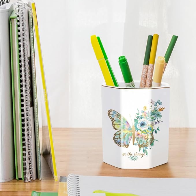 Pencil Pen Holder for Desk, Ceramic Cute Makeup Brush Holder, Desktop Supplies - Image 4