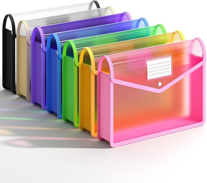 7 Pack Plastic Expanding File Folder, Transparent envelopes by XingDuing
