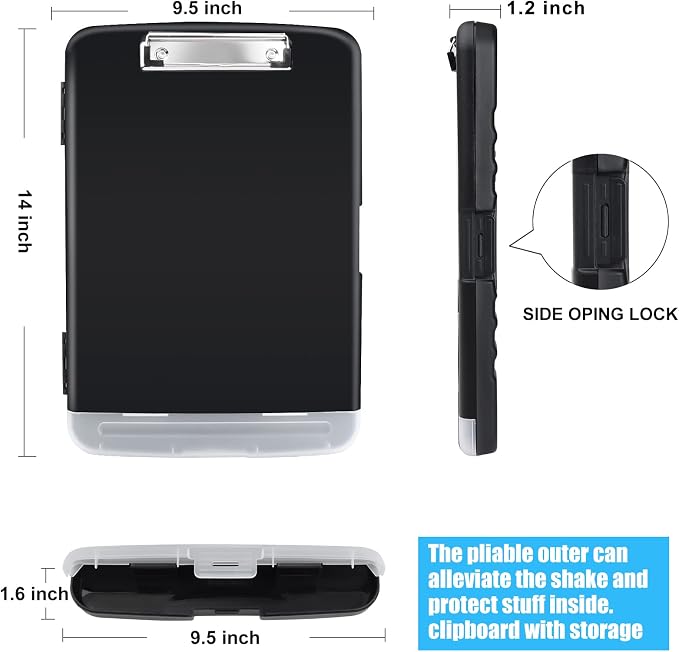 Black Clipboard with Storage Heavy Duty, TFDLCG zm Clip Boards 8.5x11 with Pen - Image 5