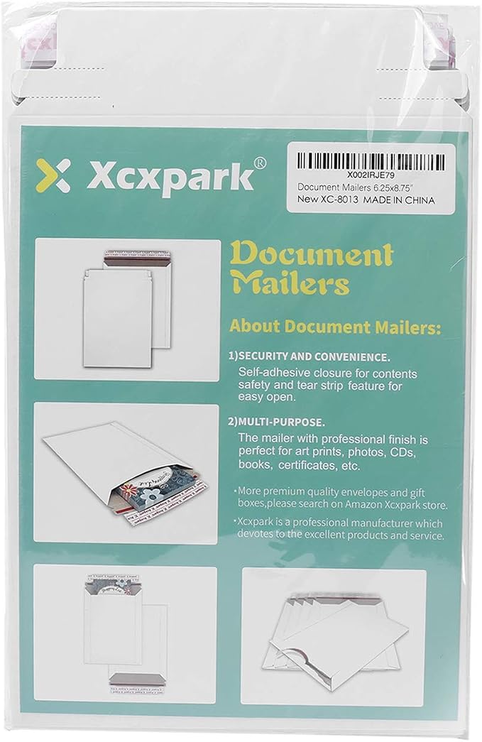 Xxcxpark 25 Pack Rigid Mailers 6.25 x 8.25 inches, Self Seal Photo Document - Image 7
