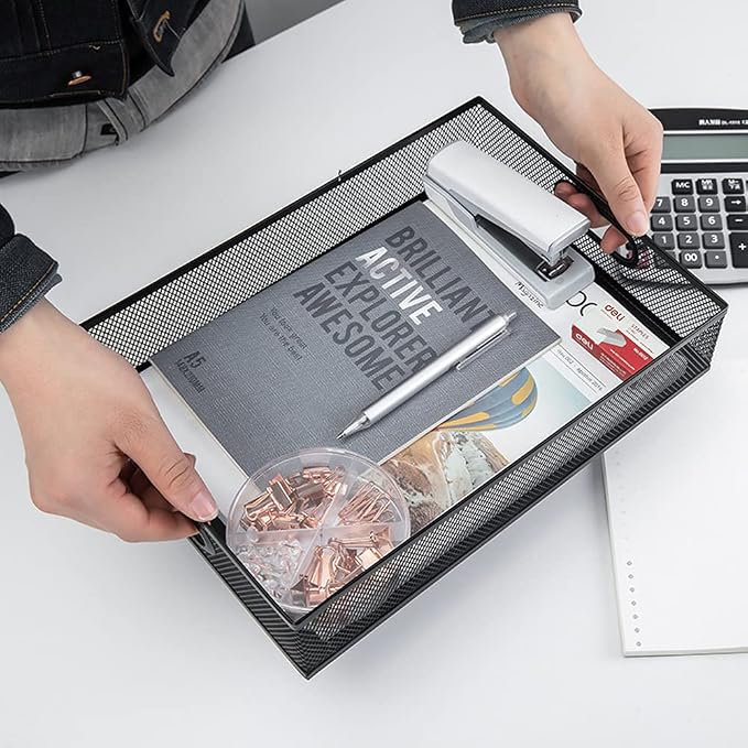 2Pcs Desk Drawer Organizer, Stable Metal Mesh Desk Storage Tray, Versatile - Image 2