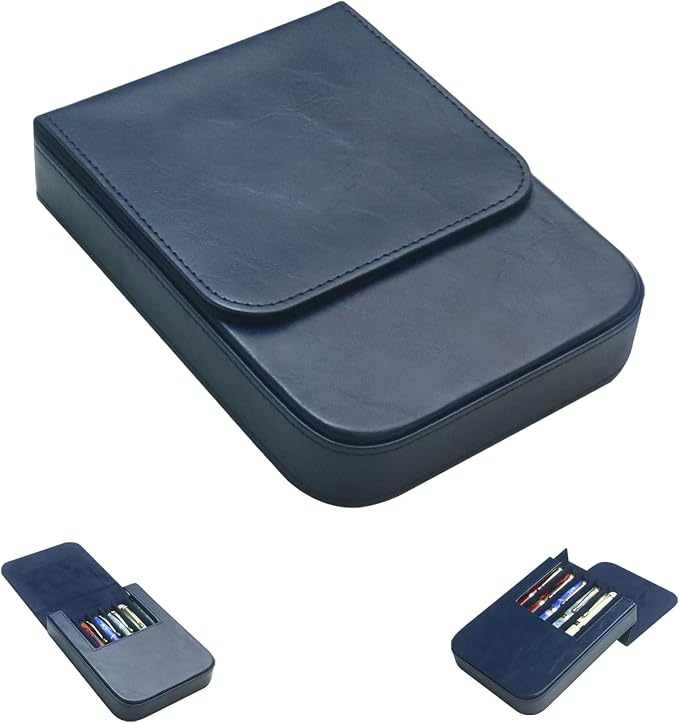 Leather 6 Fountain Pen/Pencil Tray Case, Magnetic Closure by MIVLXLX