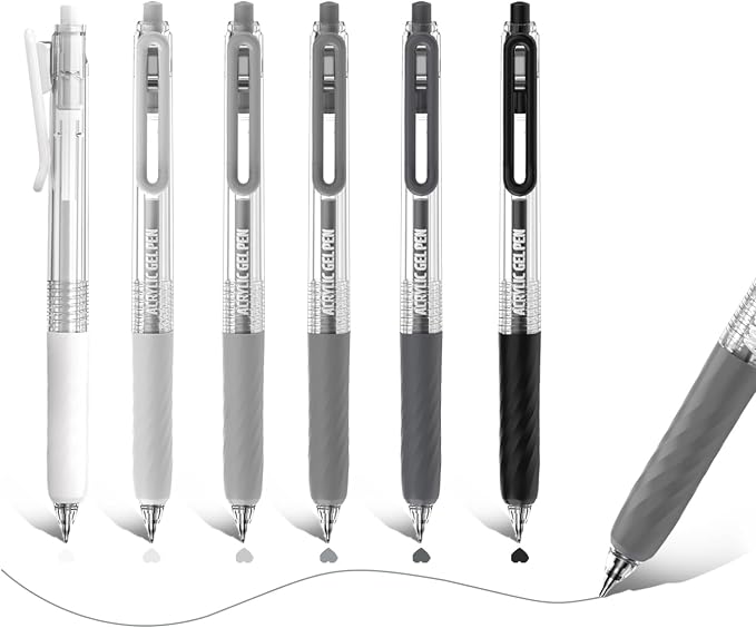 Acrylic Gel Pens for Coloring, 6 Sketch Colors Set | 0.7mm Tip, Retractable by ReliableAffordableQuality