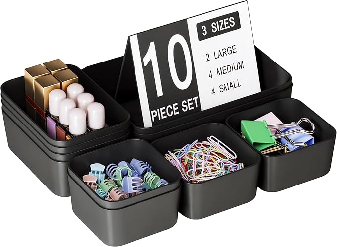 Drawer Organizers Bins 10 PCS for Bathroom Makeup Desk Office | by Homhut