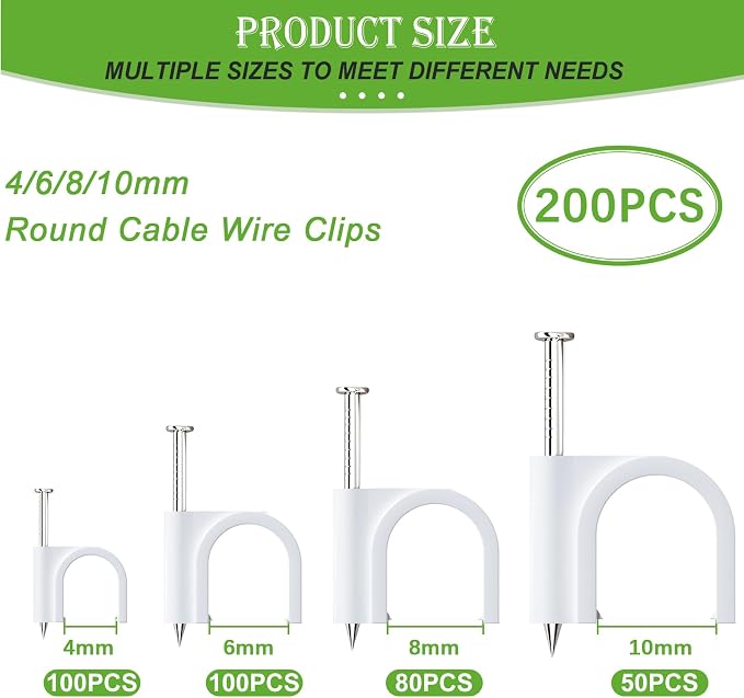 mxuteuk 200PCS Cable Clips - Image 2