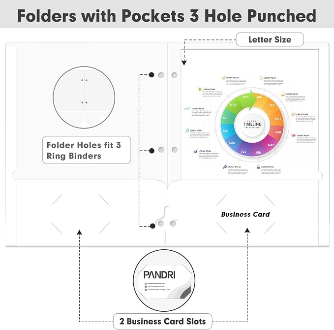 Two Pocket Portfolio Folders, PANDRI 60 Pack 3 Hole Punched 2 Pocket Folders - Image 3