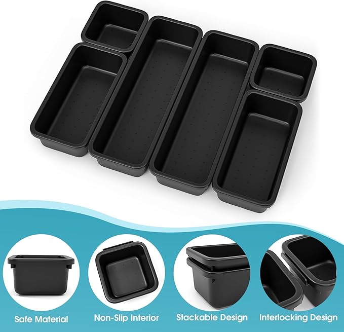 6 PCS Drawer Organizer Set, 3 Size Makeup Drawer Divider Organizer - Image 3