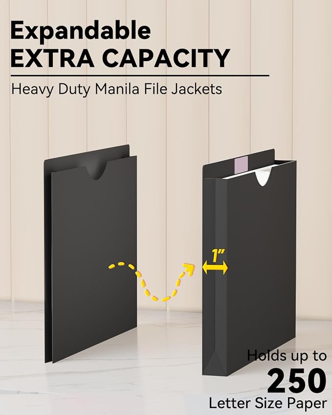 ANSOOK Plastic File Jackets & File Pockets, 12 Pack Manila File Folders Letter - Image 4