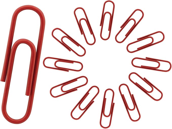 200 Pack Red Vinyl Coated Paper Clips, 1.1 Inch / 28mm Small Office School Home by Qjaiune