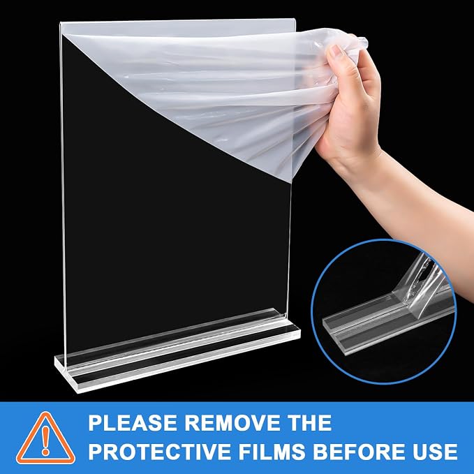 Dynta 24 Pack Acrylic Sign Holder 8.5 x 11 Inches Clear Double Sided Vertical - Image 2