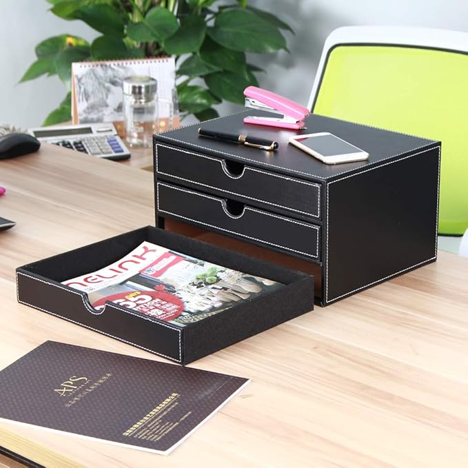 High-end PU Leather Desk Organizer File Cabinet Executive Office Supplies - Image 4