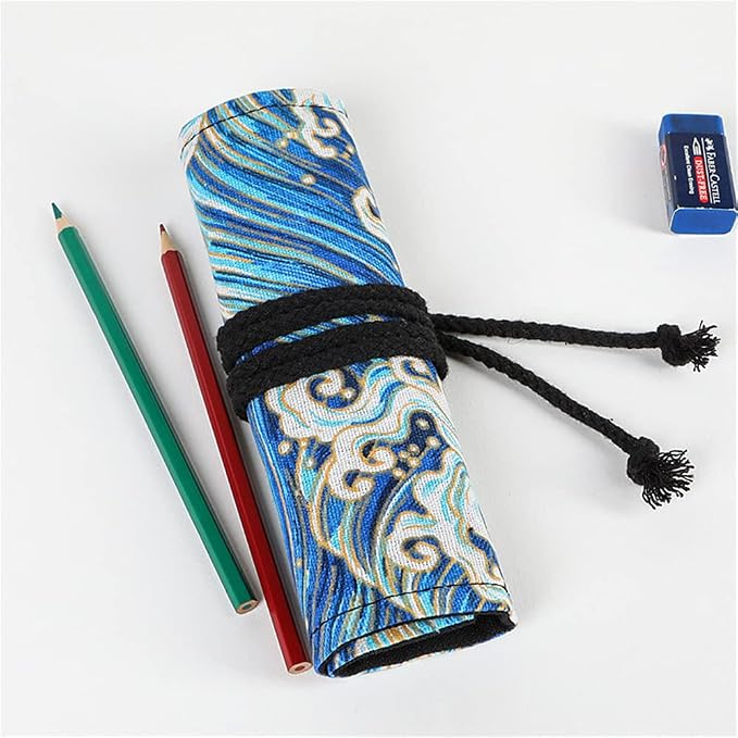 DIYOMR 24/36/72 Slots Pencil Wrap Pencil Rolls, Artist Colored Pencils Roll Up - Image 4