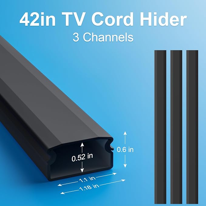 Yecaye TV Cord Hider, 42In Large Cable Hider Black, Wire Covers - Image 3