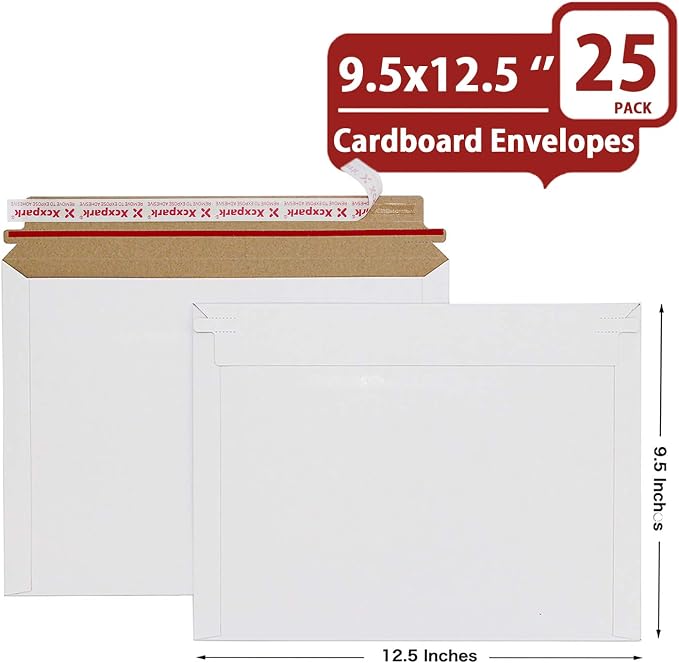 Xxcxpark 25 Pack Rigid Mailers, 9.5x12.5 inches Self Seal Photo Document - Image 2