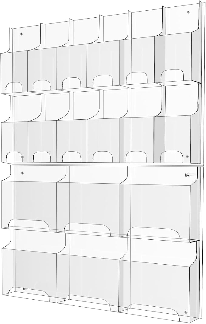 Acrylic Brochure Pamphlet Holder, 6 Magazine Holders and 12 Pamphlet Holders by Nalwort
