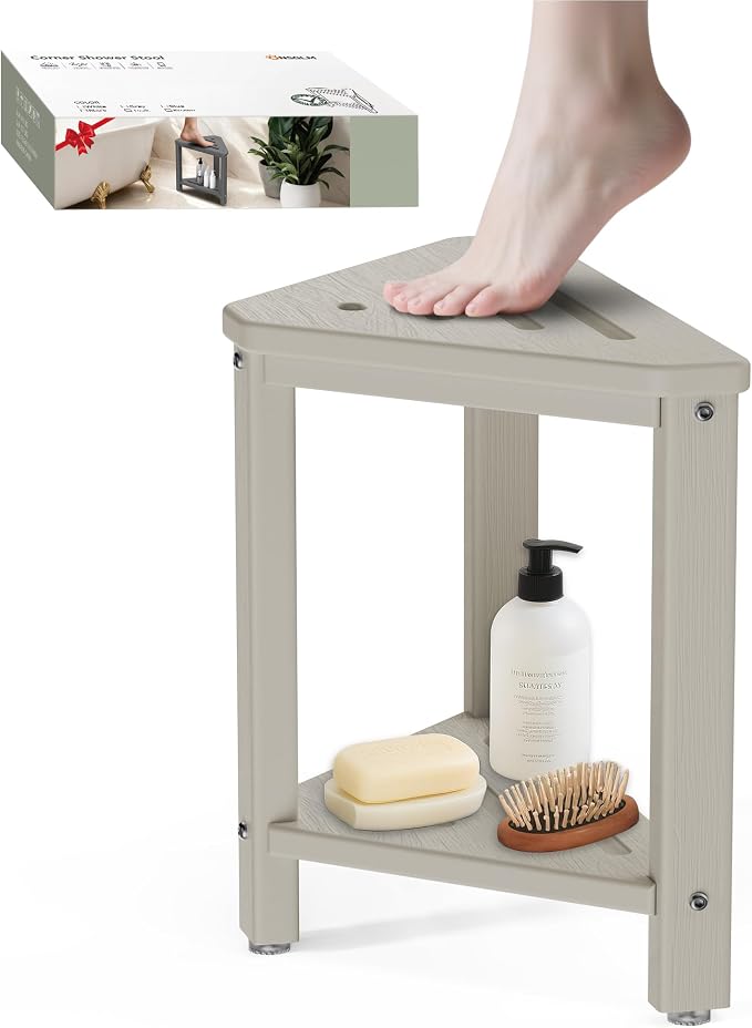 Shower Foot Rest 15in, HDPE Waterproof Shower Stool by ONSGLM
