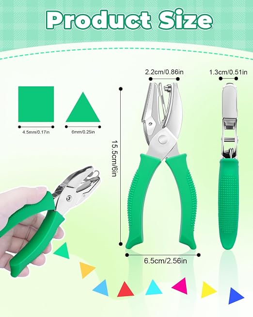 UCEC 2Pcs 1/6" Square and 1/4" Triangle Shape Handheld Metal Hole Punch Set - Image 2