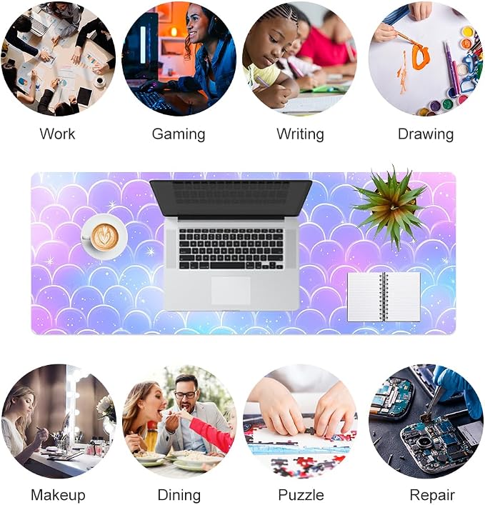 QiyI Multifunctional Office Desk Pad, Water-Resistant PU Leather Mouse Pad - Image 7