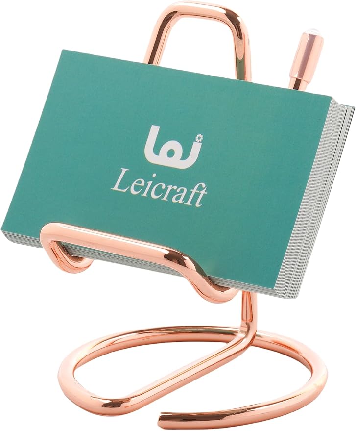 Business Card Holder for Desk, Cute Metal Card Organizers and Office Desk by Leicraft