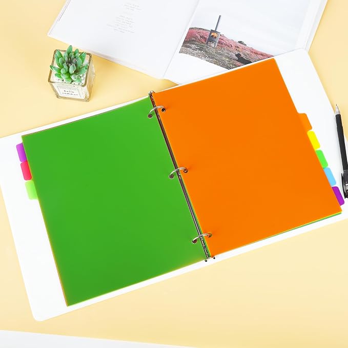 Binder Dividers for 3 Ring Binder, 8 Tab Plastic File Dividers - Image 7