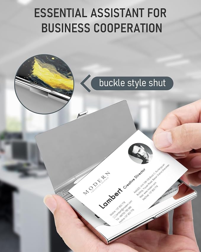 Weaninyiu Business Card Metal Slim Organizer, Professional Stainless Steel - Image 5